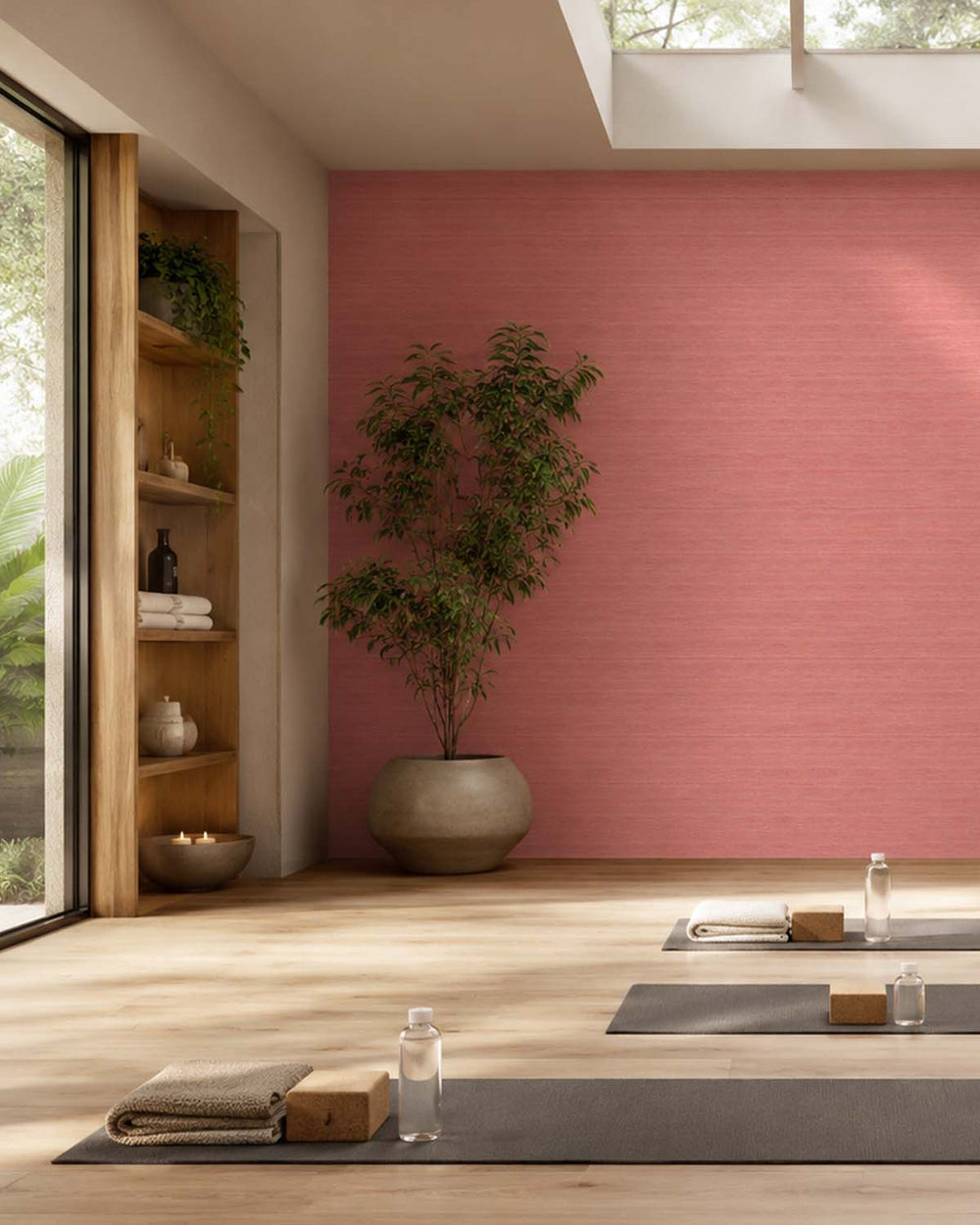 Tuscan Clay Faux Silk Weave Commercial Wallpaper C7919