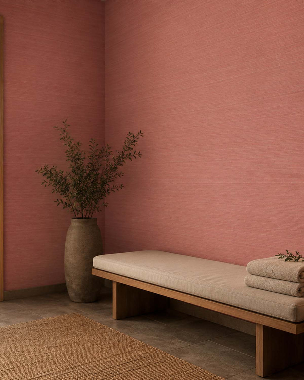 Tuscan Clay Faux Silk Weave Commercial Wallpaper C7919