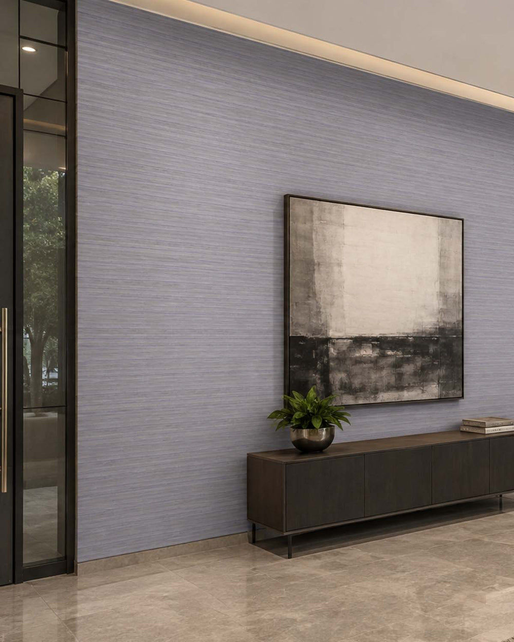 Storm Grey Faux Silk Weave Commercial Wallpaper C7920