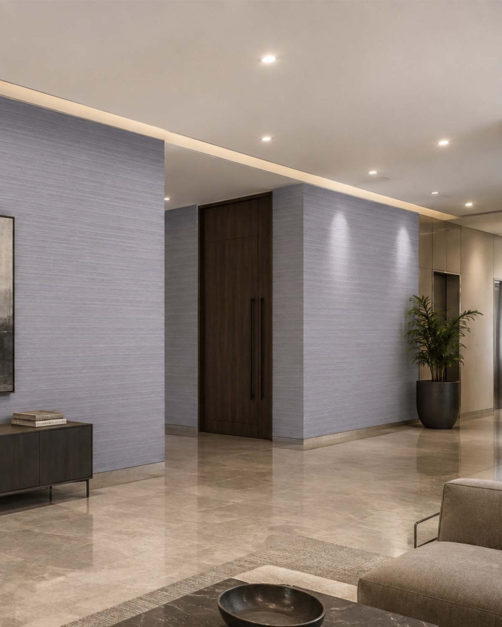 Storm Grey Faux Silk Weave Commercial Wallpaper C7920