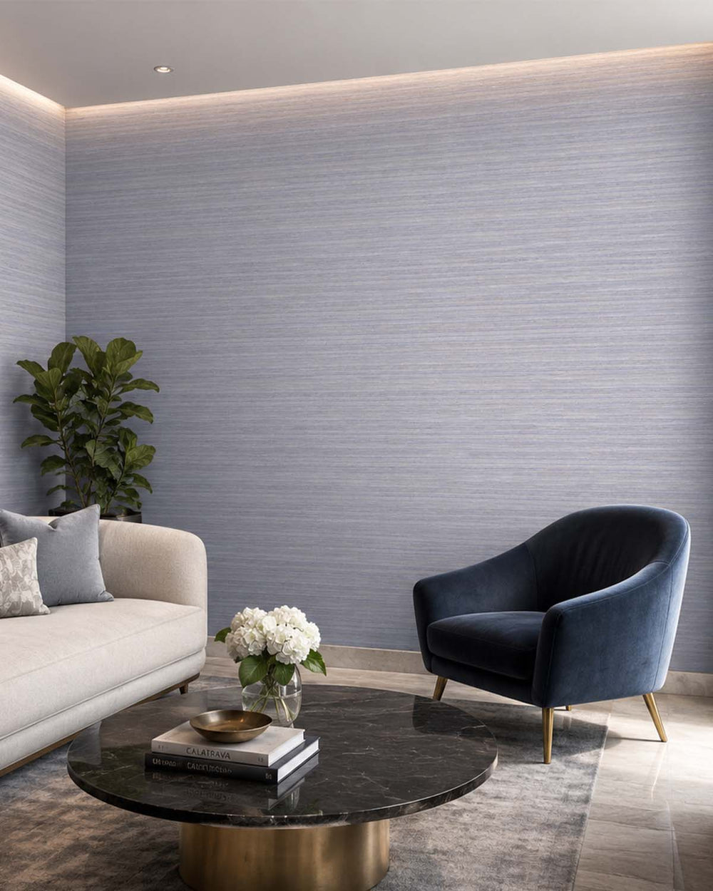 Storm Grey Faux Silk Weave Commercial Wallpaper C7920