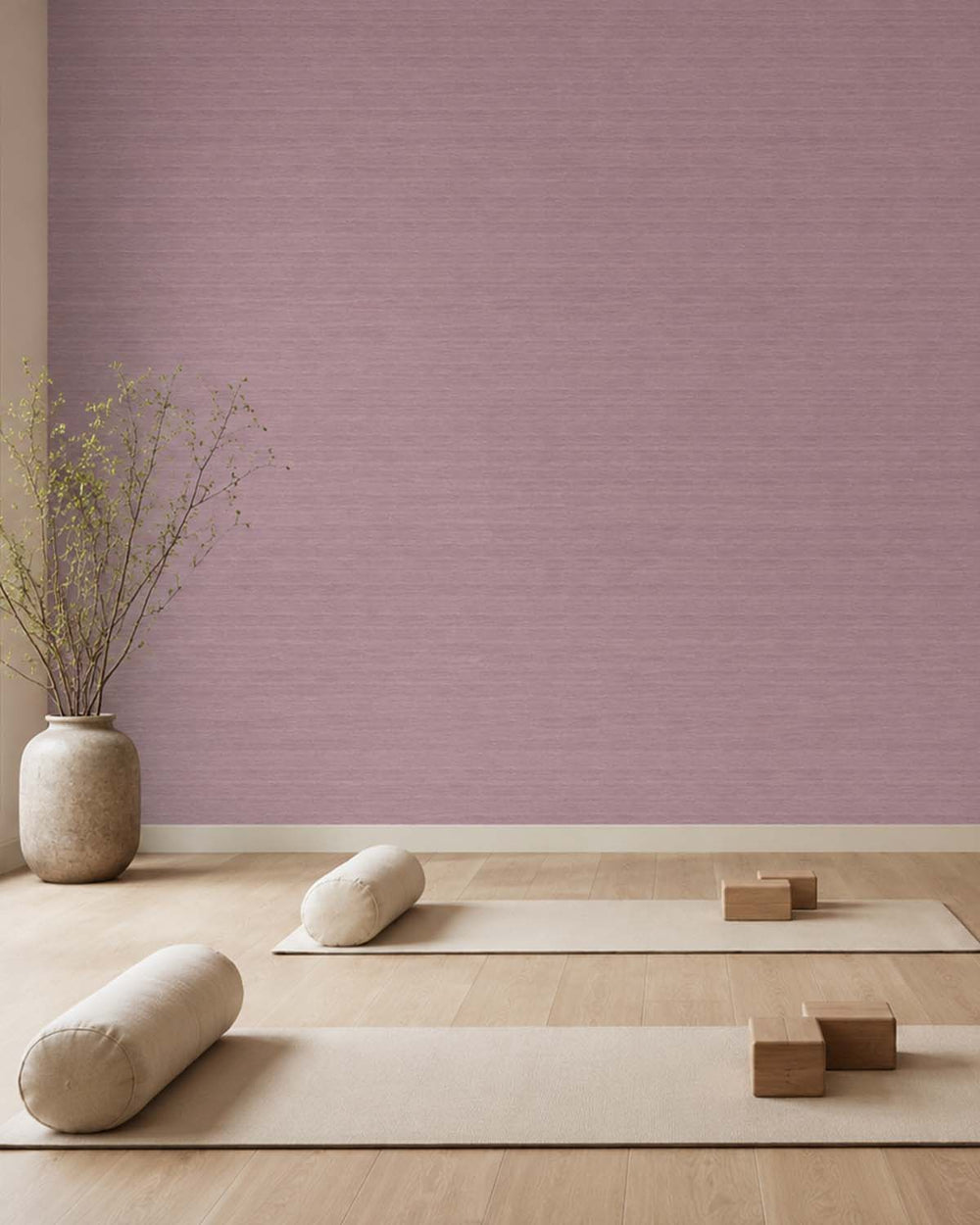 Hazy Rose Faux Silk Weave Commercial Wallpaper C7921