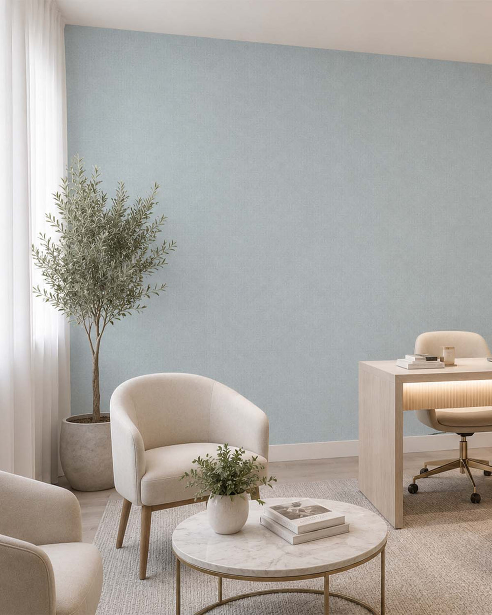 Blue Spruce Heathered Tweed Matte Commercial Wallpaper C7933