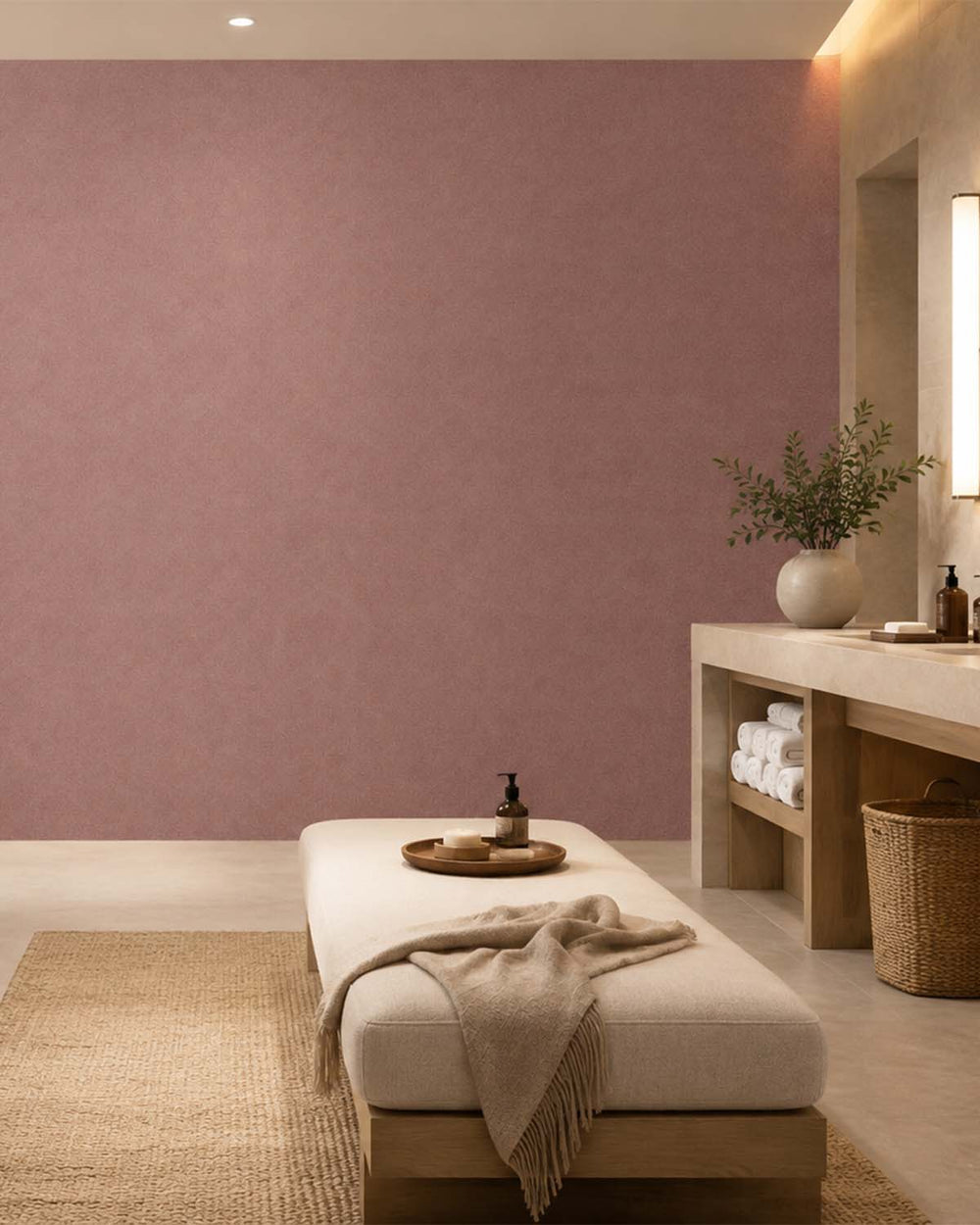 Oriental Pink Heathered Tweed Matte Commercial Wallpaper C7936
