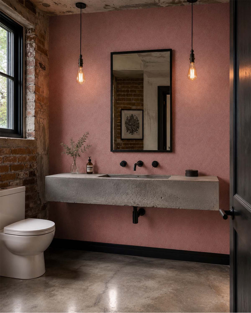 Oriental Pink Heathered Tweed Matte Commercial Wallpaper C7936