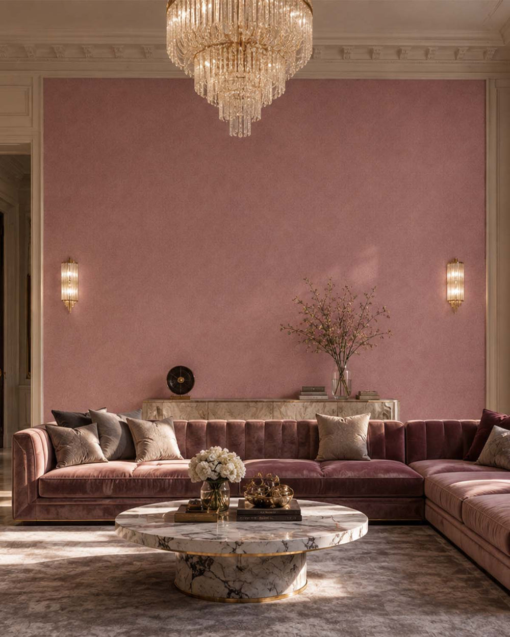 Oriental Pink Heathered Tweed Matte Commercial Wallpaper C7936