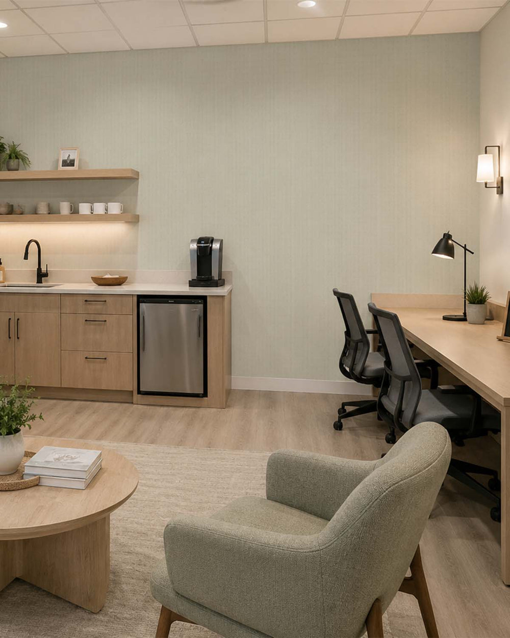 Celadon Tint Modern Vertical Weave Commercial Wallpaper C7942