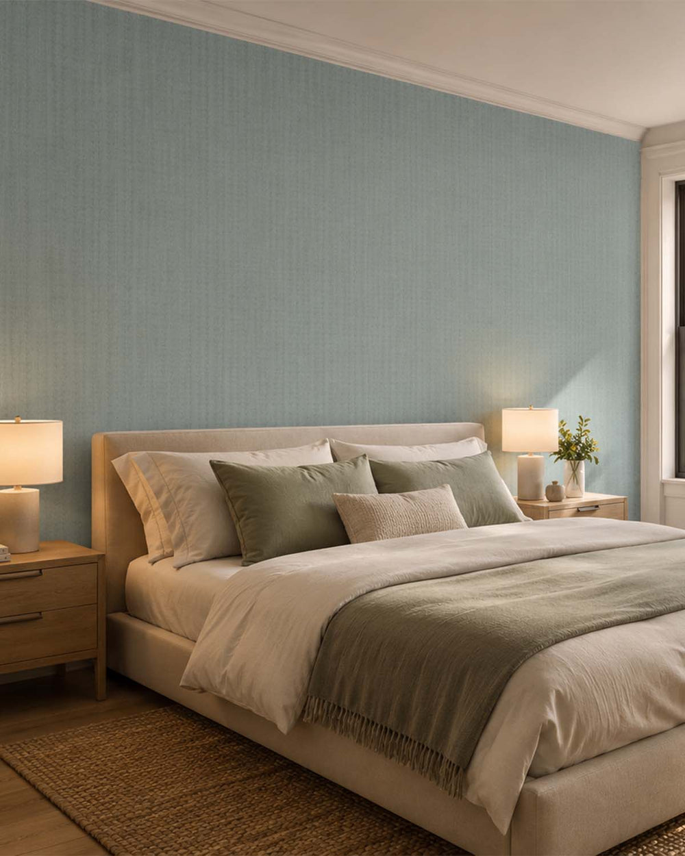 Grey Mist Modern Vertical Weave Commercial Wallpaper C7946