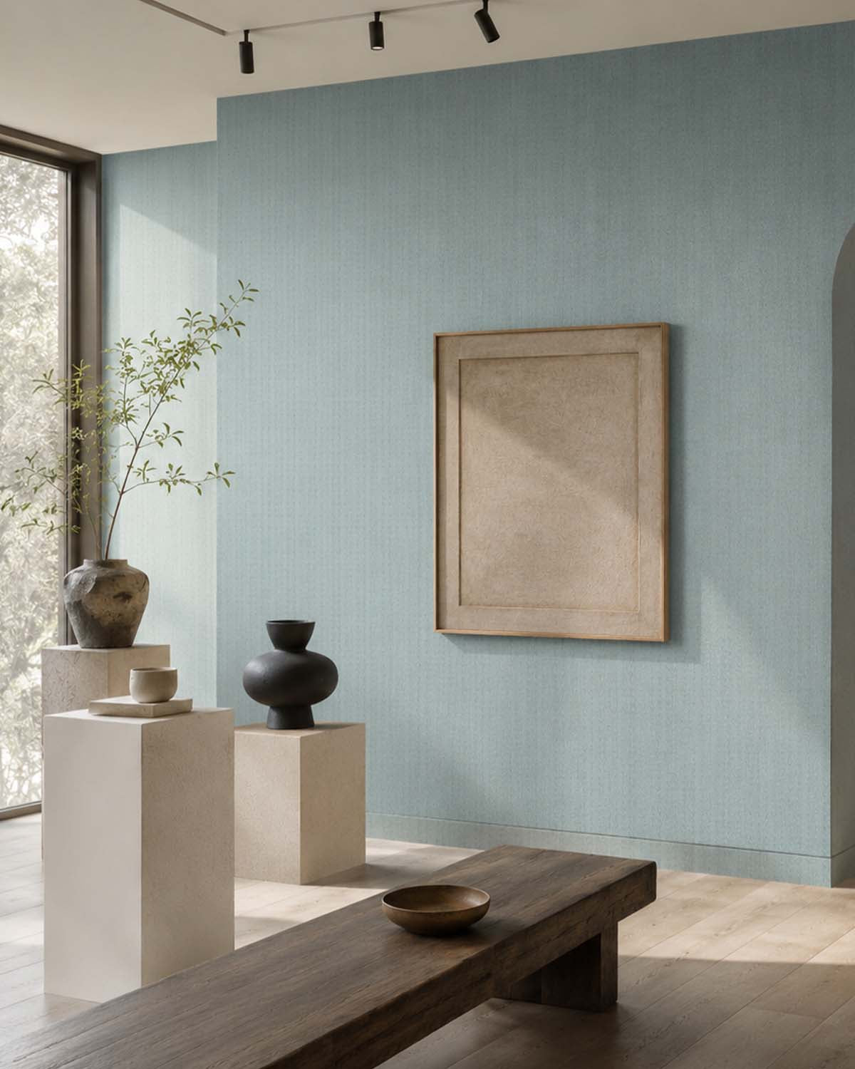 Grey Mist Modern Vertical Weave Commercial Wallpaper C7946