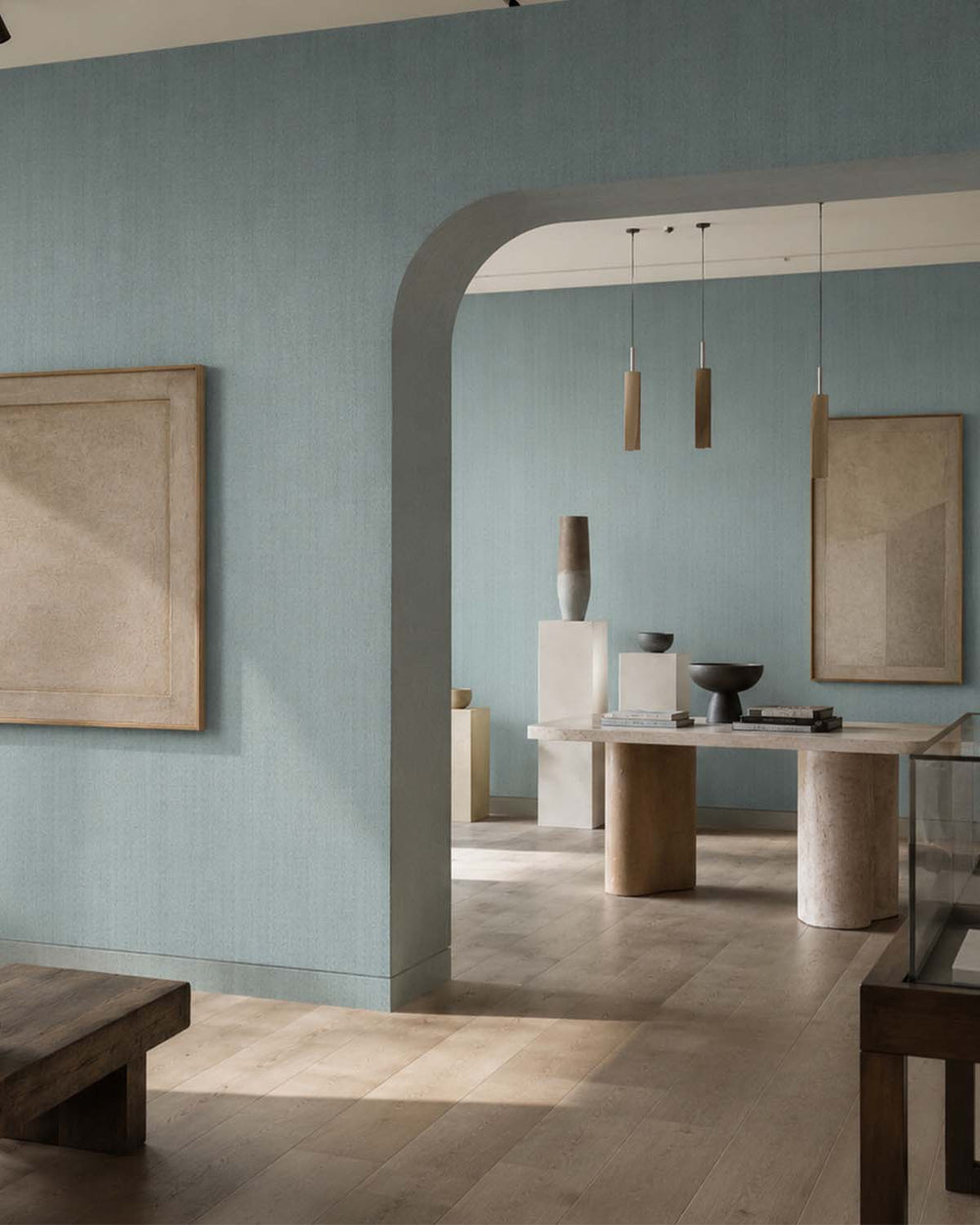 Grey Mist Modern Vertical Weave Commercial Wallpaper C7946