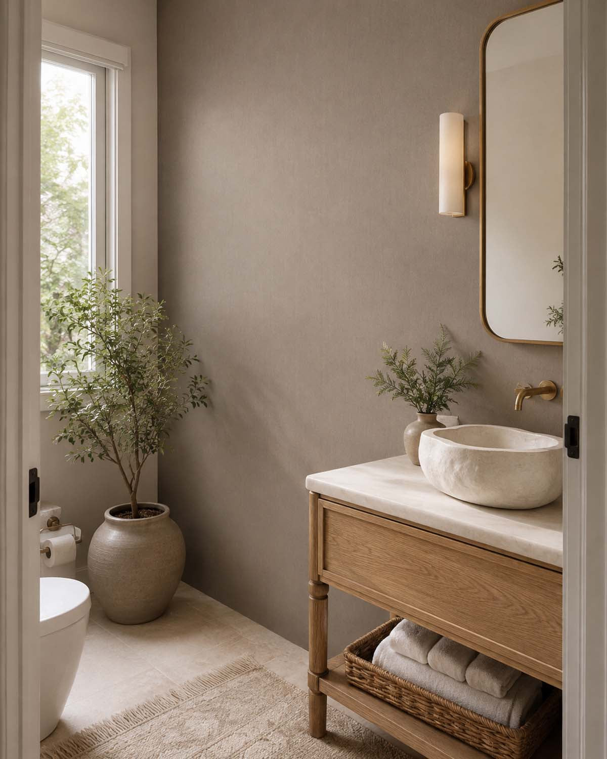 Nile Clay Modern Vertical Weave Commercial Wallpaper C7952