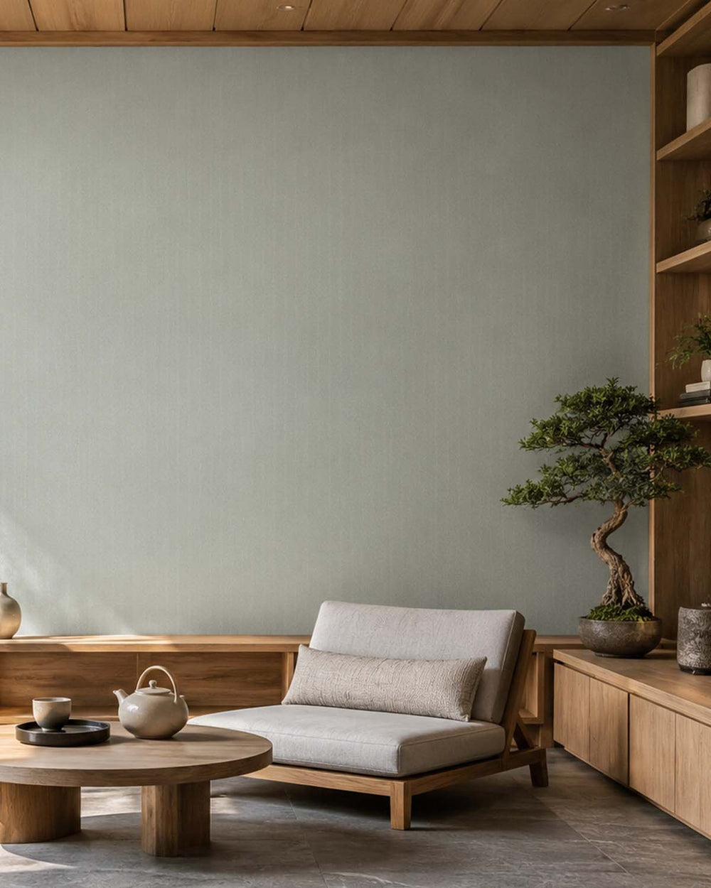 Subtle Green Faux Fine Weave Commercial Wallpaper C7957