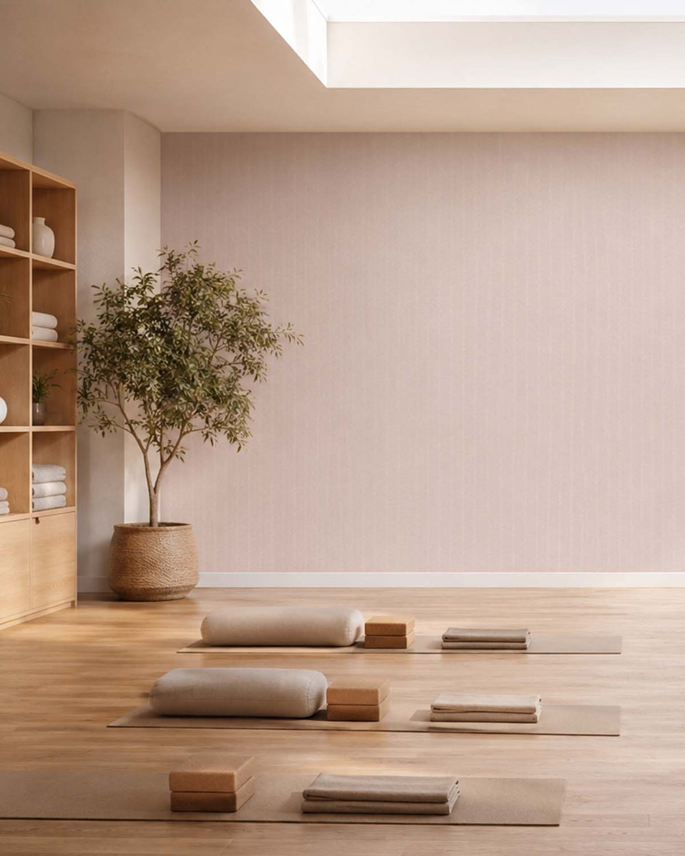 Soft Blush Faux Fine Weave Commercial Wallpaper C7959