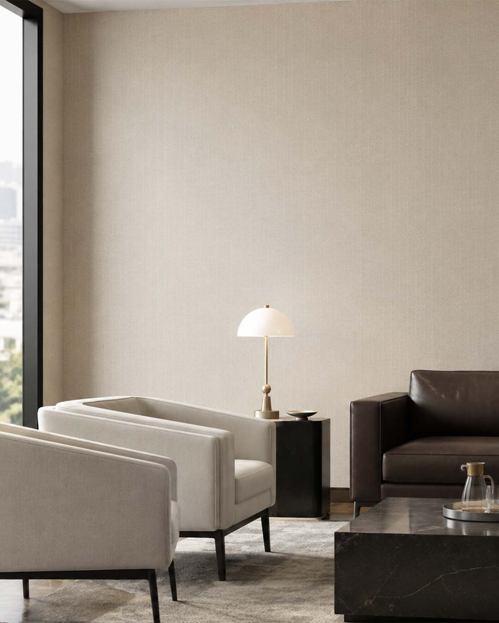 Beryl Green Faux Fine Weave Commercial Wallpaper C7964