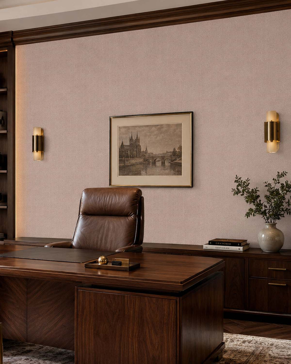 Iris Mauve Faux Fine Weave Commercial Wallpaper C7965