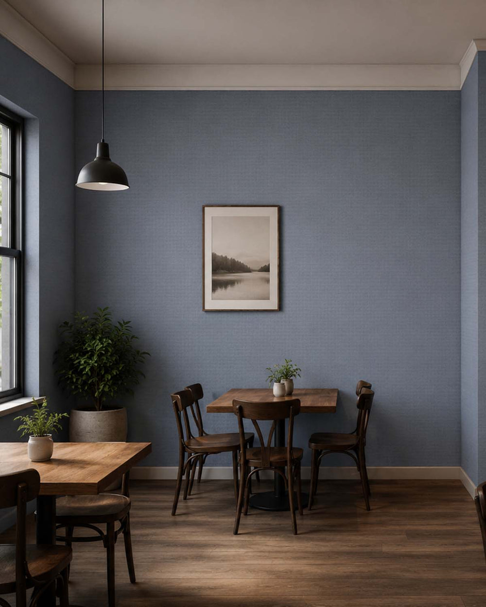 Canyon Blue Faux Fine Weave Commercial Wallpaper C7967