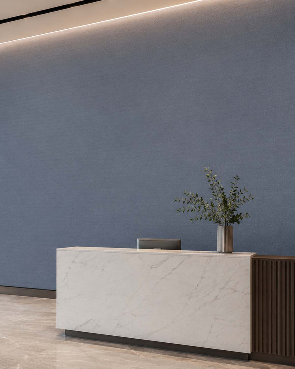 Canyon Blue Faux Fine Weave Commercial Wallpaper C7967