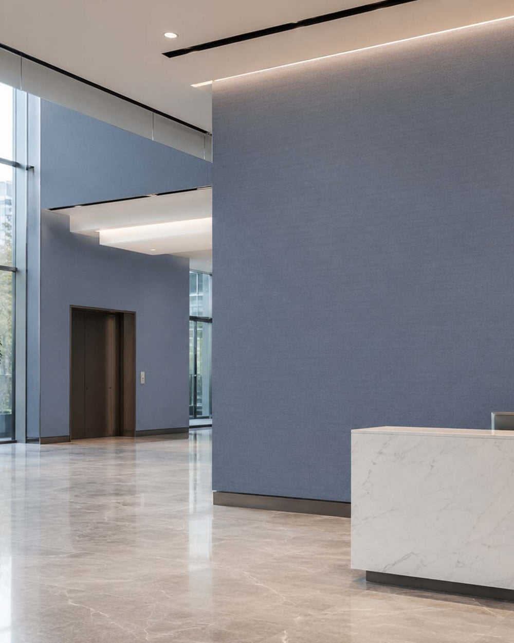 Canyon Blue Faux Fine Weave Commercial Wallpaper C7967