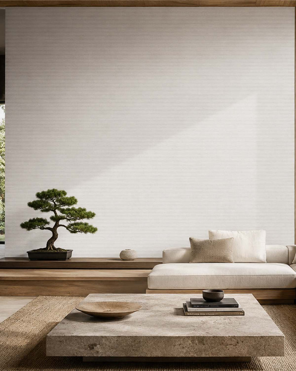 Pearl White Aura Faux Linen  Commercial Wallpaper C7968