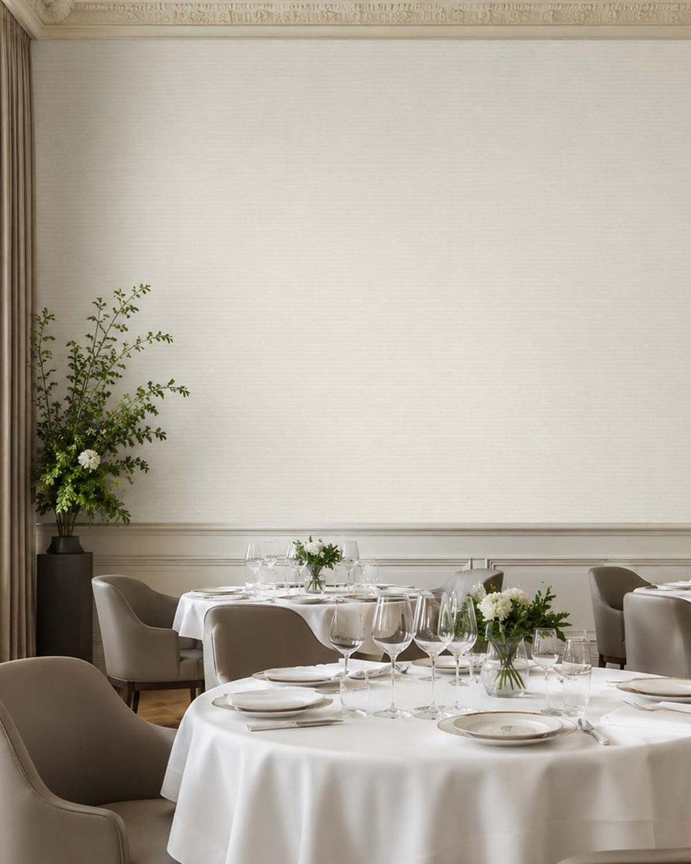 Faded Grey Aura Faux Linen  Commercial Wallpaper C7969