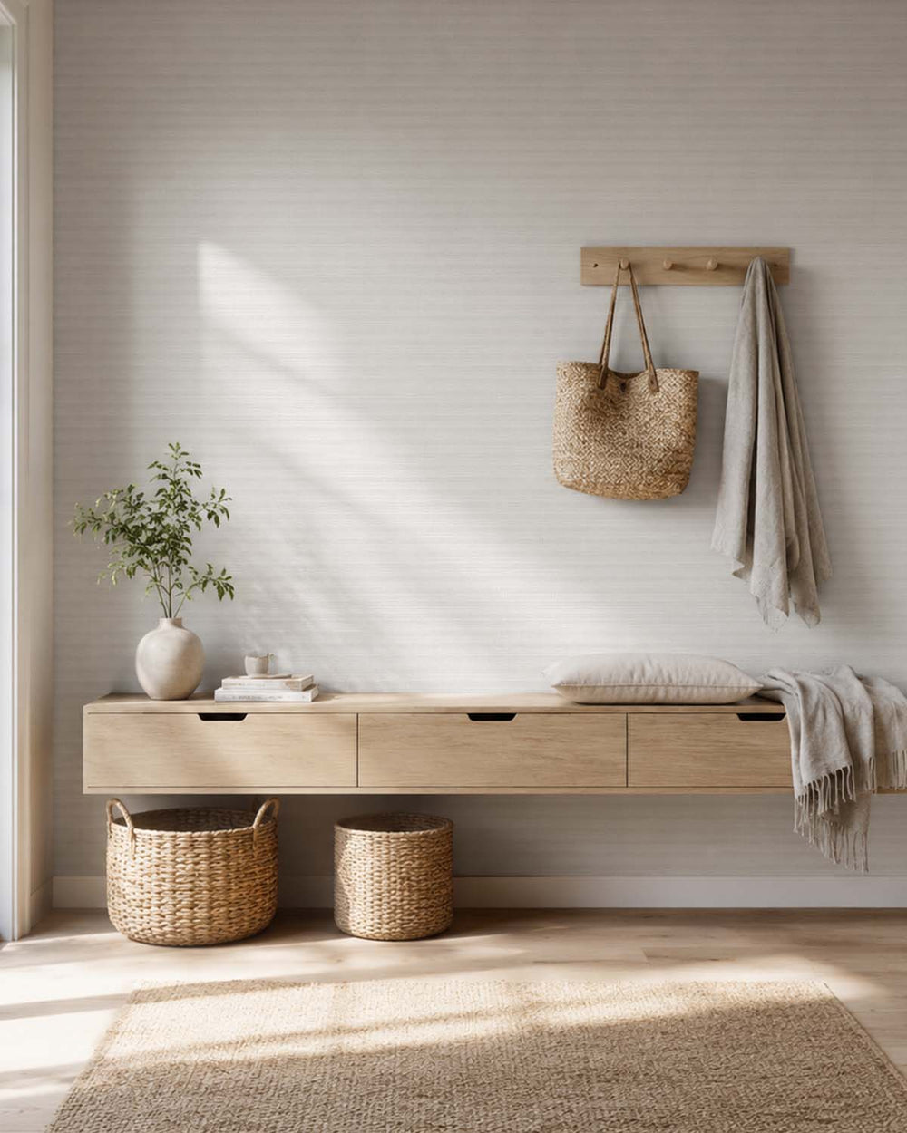 Kamenozoki Grey Aura Faux Linen  Commercial Wallpaper C7970