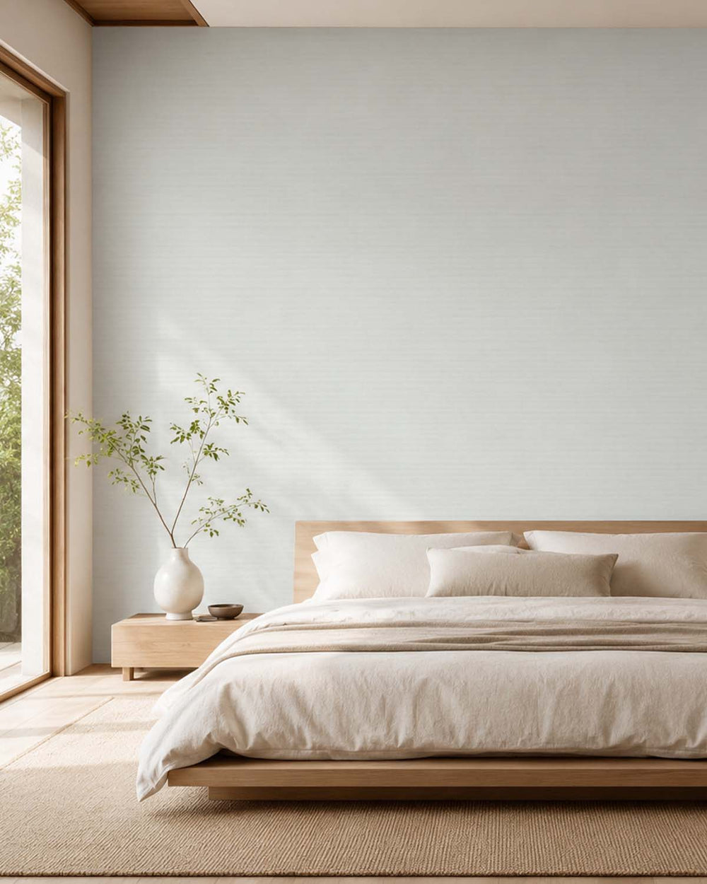 Light Grey Aura Faux Linen  Commercial Wallpaper C7972