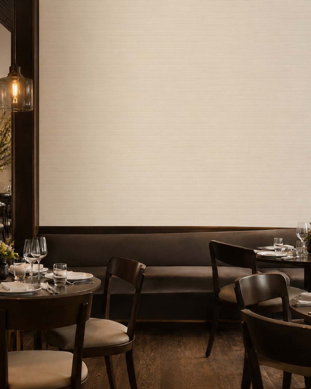 Pearl Oyster Aura Faux Linen  Commercial Wallpaper C7973