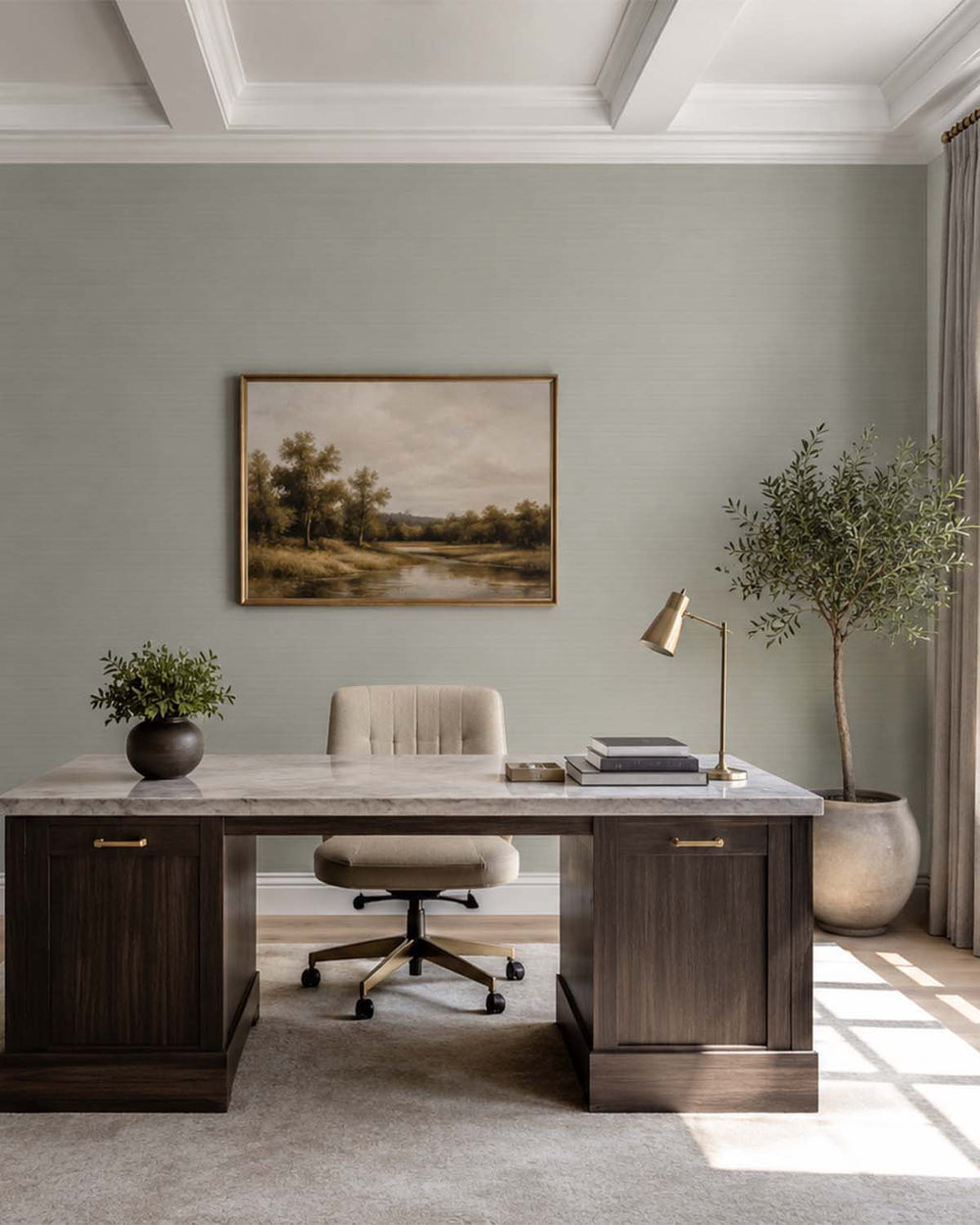Mineral Grey Aura Faux Linen  Commercial Wallpaper C7974