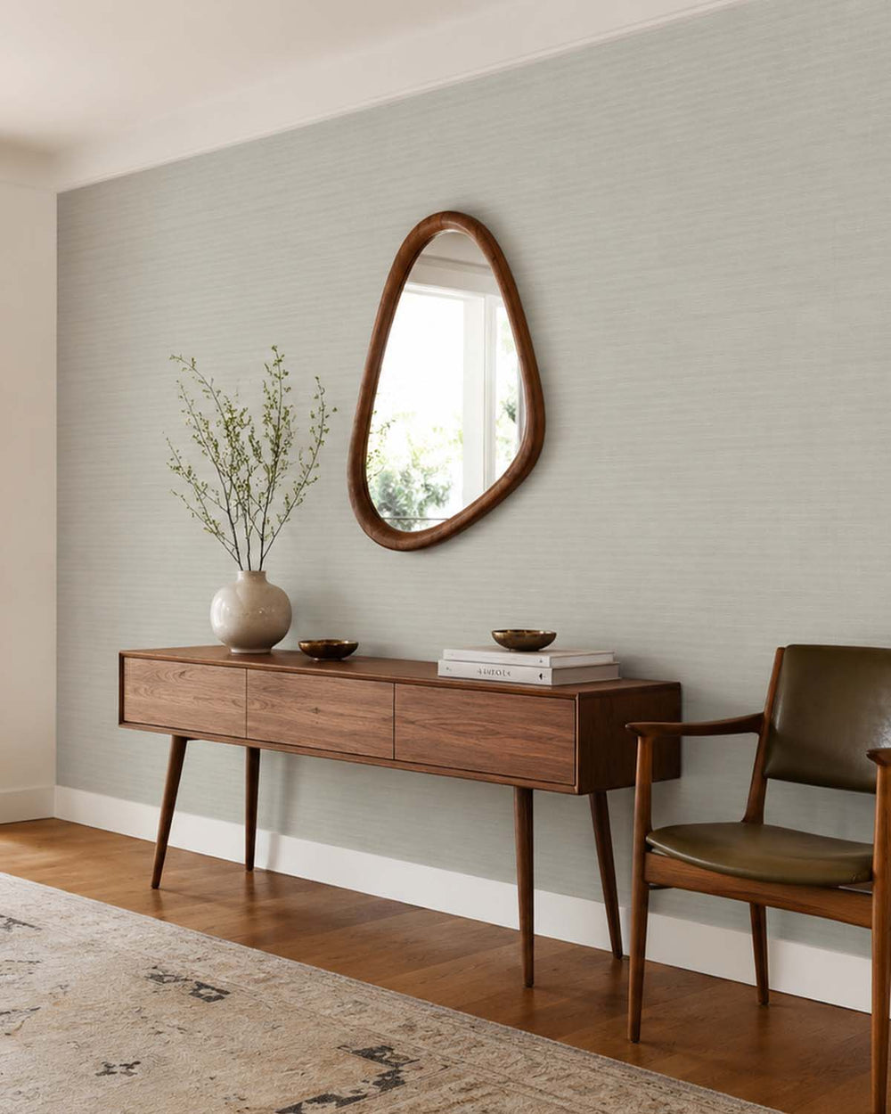 Mineral Grey Aura Faux Linen  Commercial Wallpaper C7974