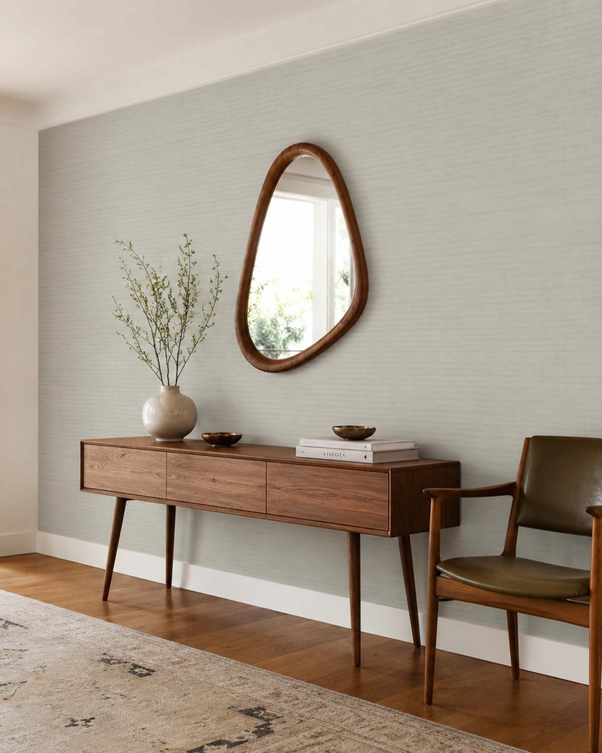 Mineral Grey Aura Faux Linen  Commercial Wallpaper C7974