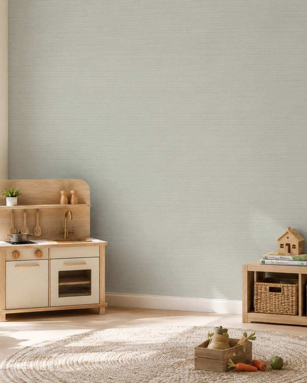 Mineral Grey Aura Faux Linen  Commercial Wallpaper C7974
