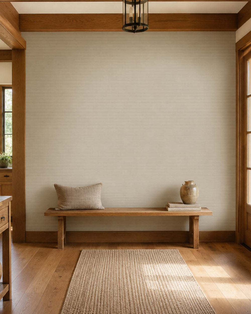 Bauhaus Tan Aura Faux Linen  Commercial Wallpaper C7975