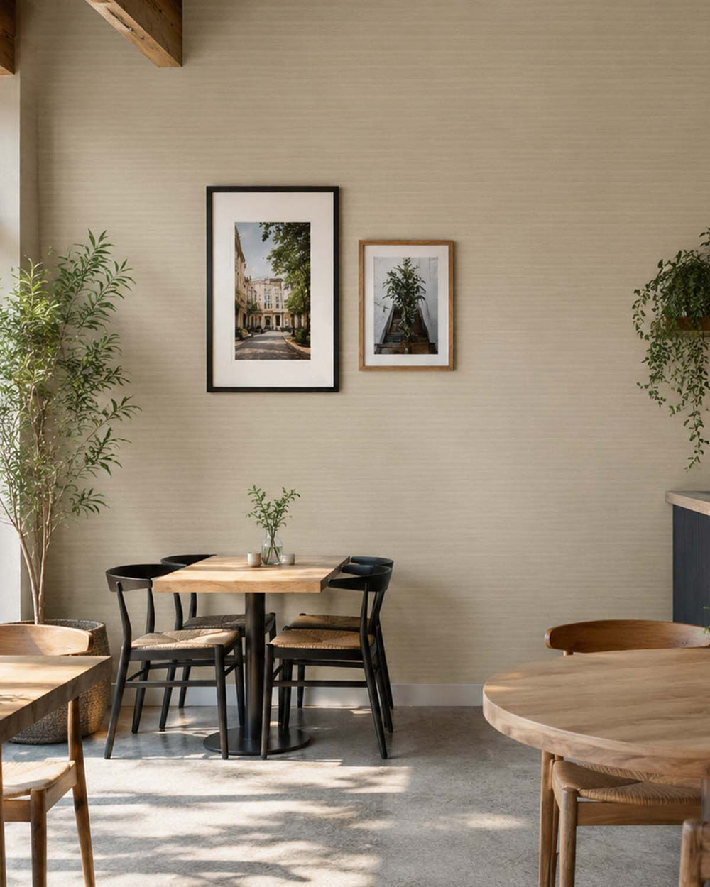 Bauhaus Tan Aura Faux Linen  Commercial Wallpaper C7975