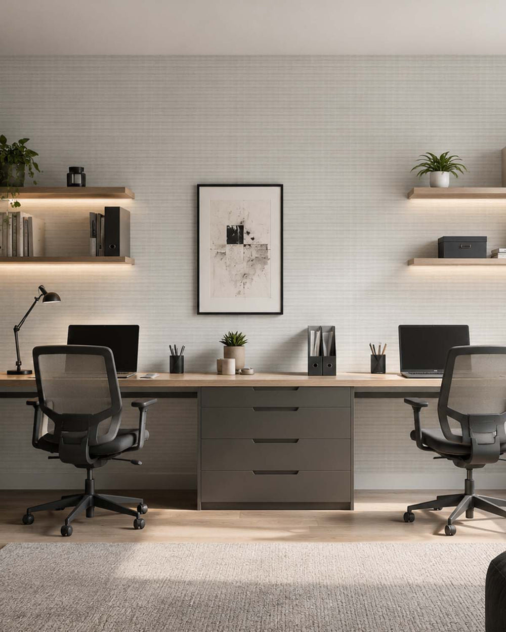 Foggy Grey Aura Faux Linen  Commercial Wallpaper C7977