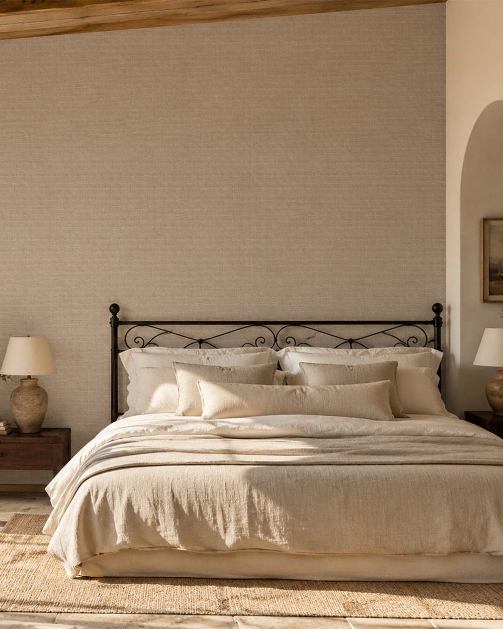 Desert Suede Aura Faux Linen  Commercial Wallpaper C7979
