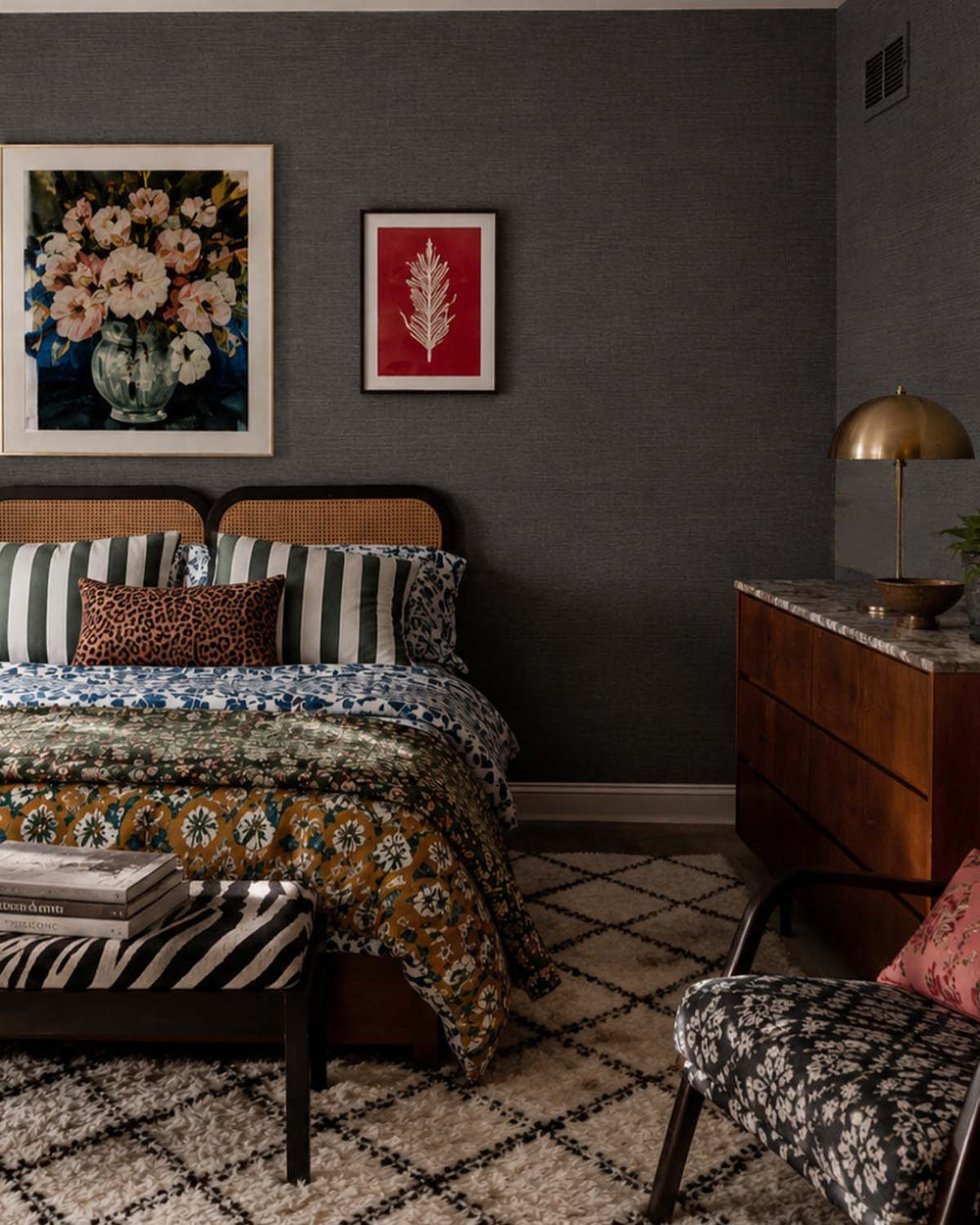 Charcoal Smudge Aura Faux Linen  Commercial Wallpaper C7982