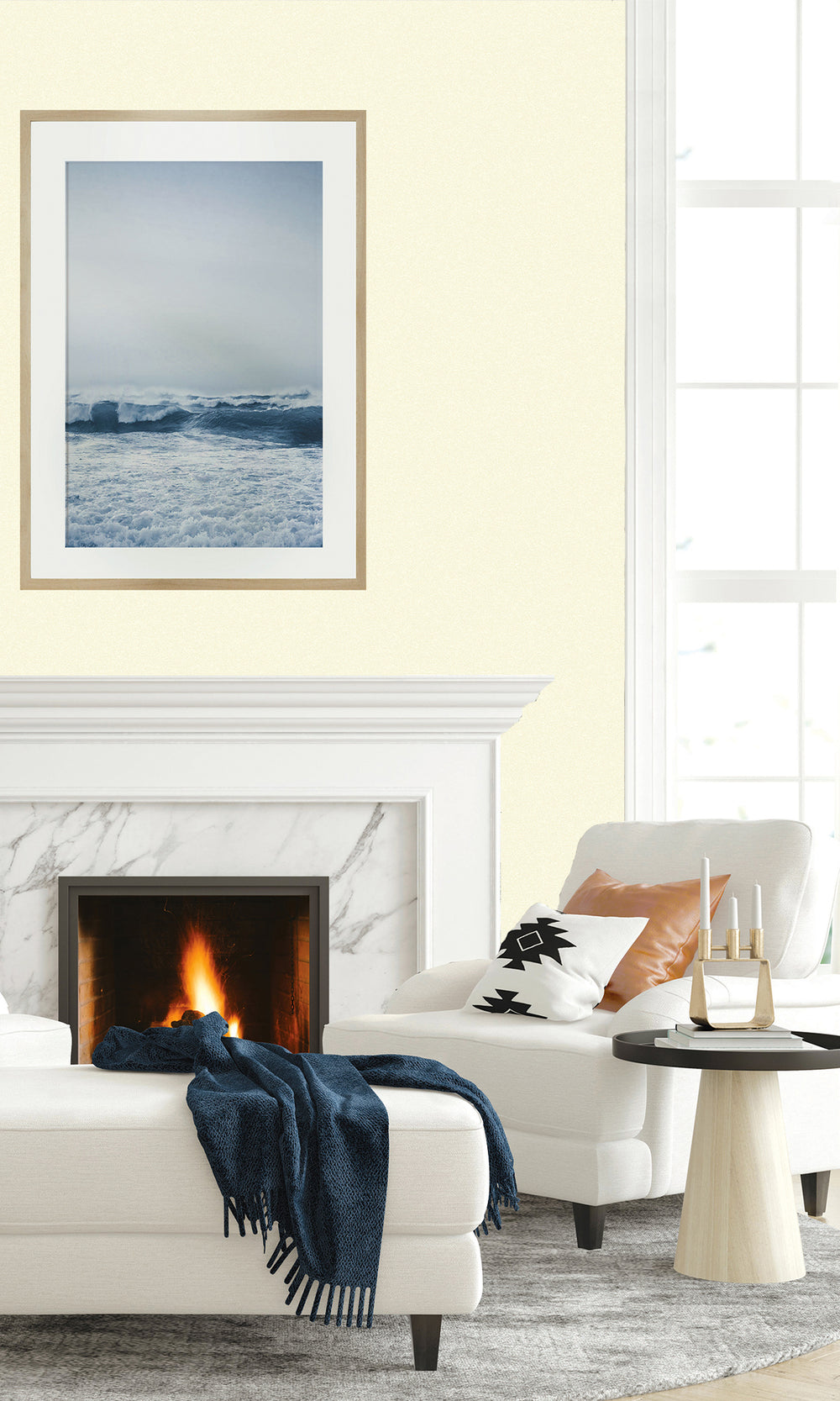 Dove White French Linen Weave Textured Vinyl Commercial Wallpaper C7710