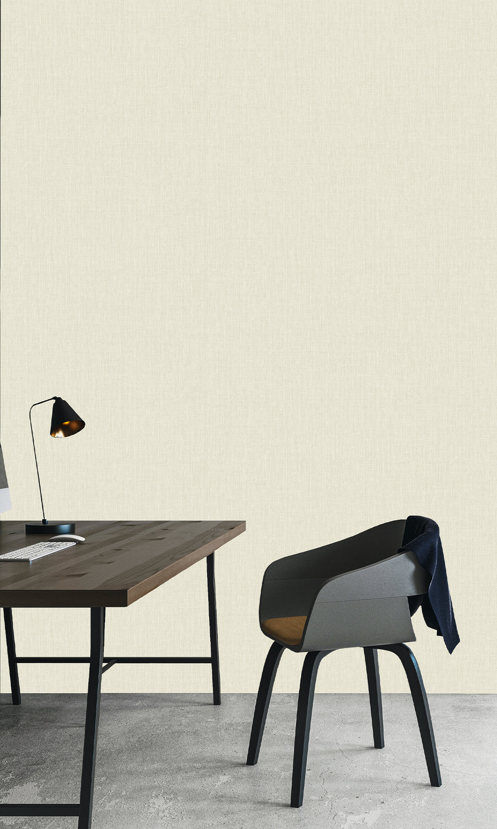 Ecru Plain Textured Vinyl Commercial Wallpaper C7576