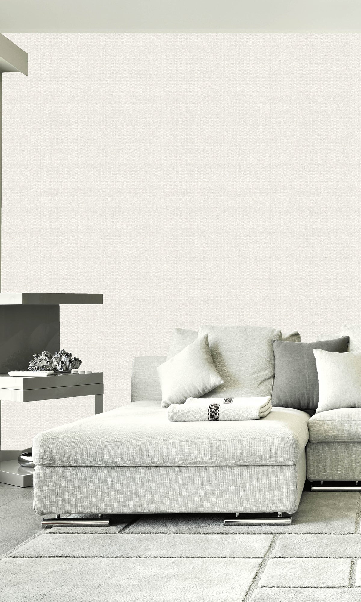 Alabaster Plain Weave Textured Vinyl Commercial Wallpaper C7686