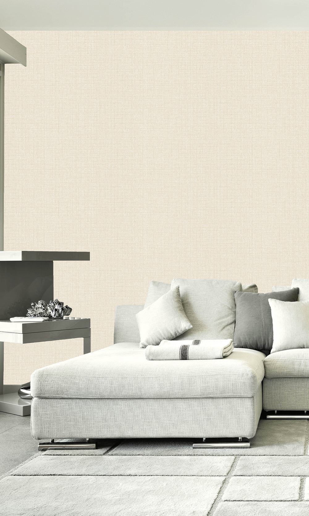 Fawn Linen Textured Vinyl Wallpaper C7609