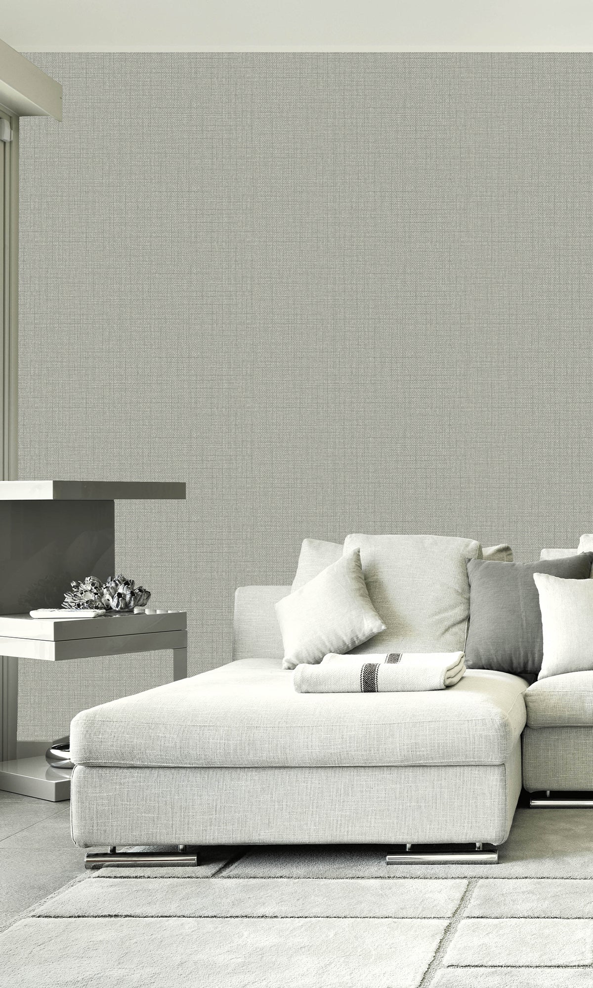 Harbor Grey Plain Weave Textured Vinyl Commercial Wallpaper C7690