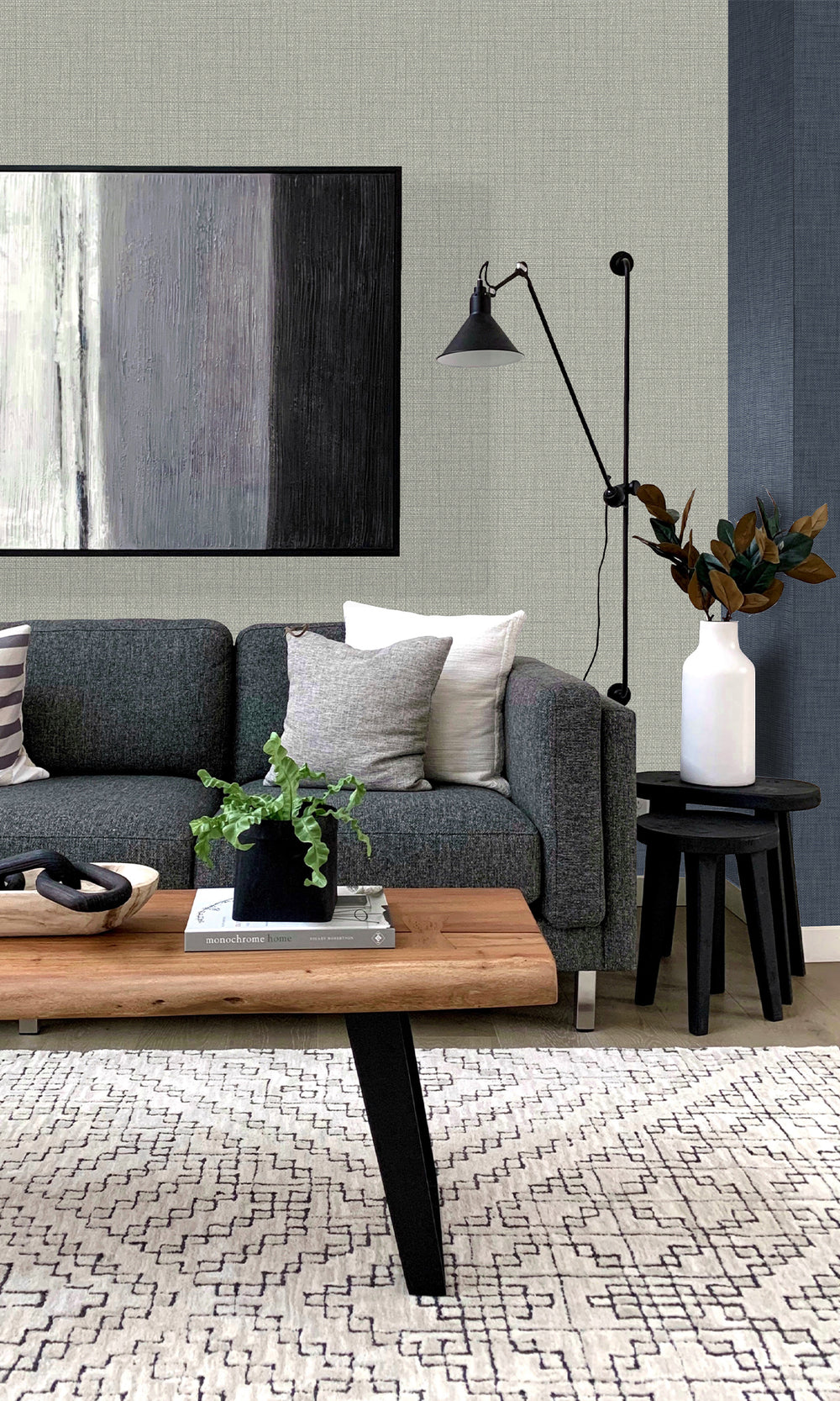 Harbor Grey Linen Textured Vinyl Wallpaper C7610