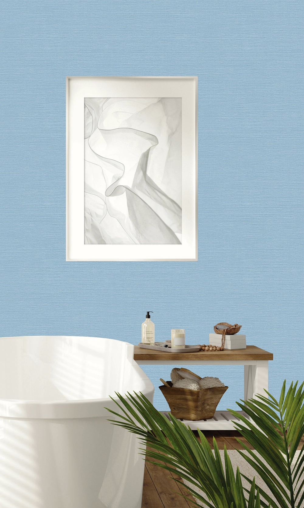 Serenity Blue Hemp Weave Textured Vinyl Commercial Wallpaper C7697