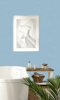 Serenity Blue Hemp Weave Textured Vinyl Commercial Wallpaper C7697