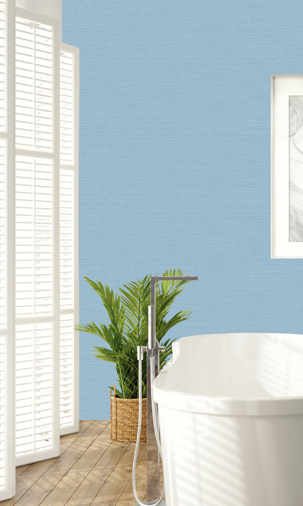 Serenity Blue Hemp Weave Textured Vinyl Commercial Wallpaper C7697