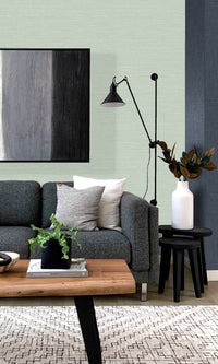 Tender Green Hemp Weave Textured Vinyl Commercial Wallpaper C7696