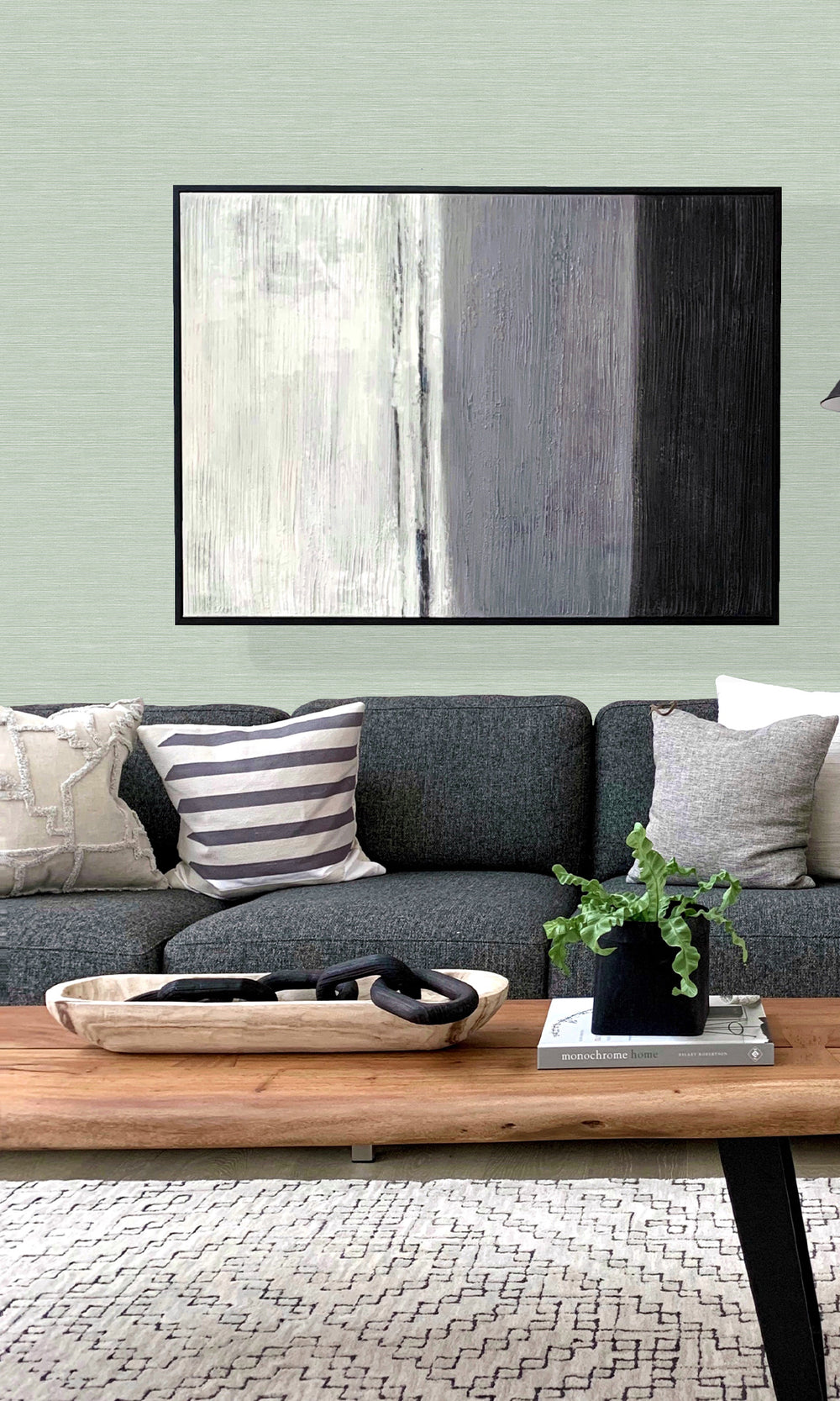Tender Green Hemp Weave Textured Vinyl Commercial Wallpaper C7696