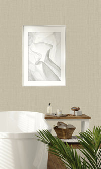 Warm Tea Fine Linen Weave Textured Vinyl Commercial Wallpaper C7698