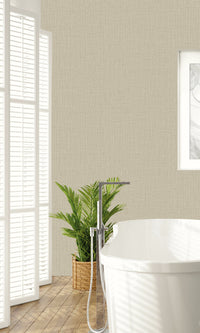 Warm Tea Fine Linen Weave Textured Vinyl Commercial Wallpaper C7698