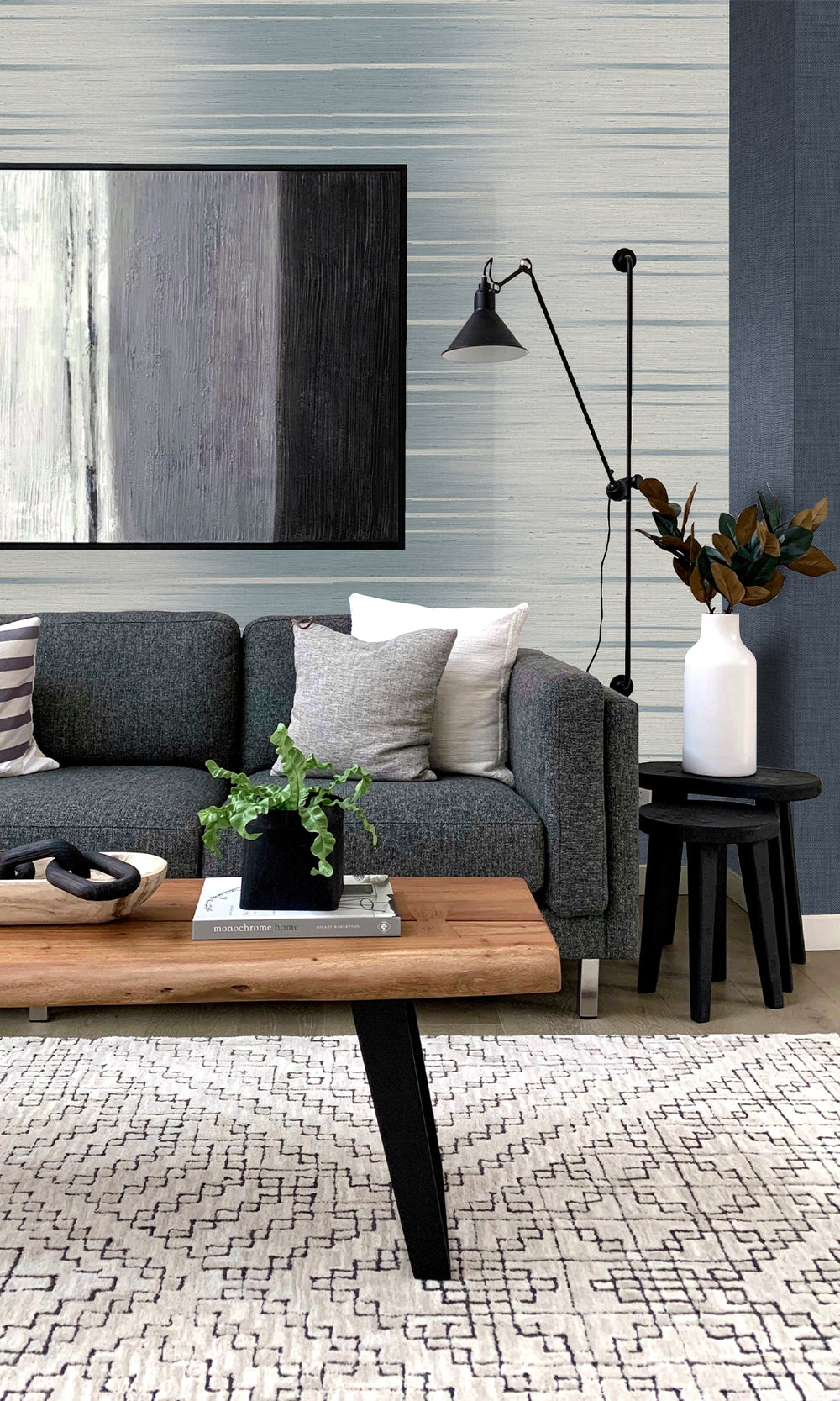 Offshore Striped Dual Tone Textured Vinyl Commercial Wallpaper C7646